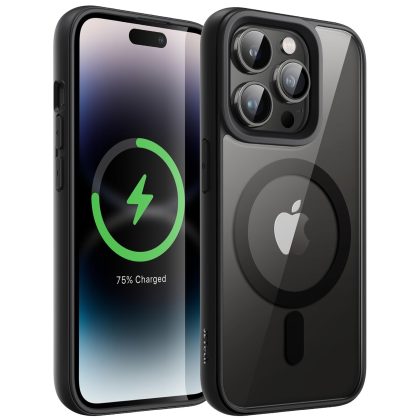 JETech Magnetic Case for iPhone 14 Pro Max 6.7-Inch Compatible with MagSafe, Shockproof Phone Bumper Cover, Solid Color Matte TPU Frame, Anti-Scratch Clear Back
