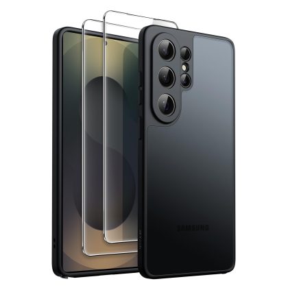 JETech 3 in 1 Matte Case for Samsung Galaxy S26 Ultra with 2-Pack Tempered Glass Screen Protector, Translucent Shockproof Phone Cover with Camera Lens Full Protection