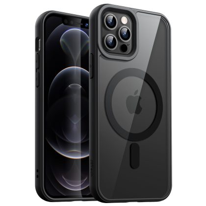JETech Magnetic Case for iPhone 12/12 Pro 6.1-Inch Compatible with MagSafe, Shockproof Phone Bumper Cover, Solid Color Matte TPU Frame, Anti-Scratch Clear Back