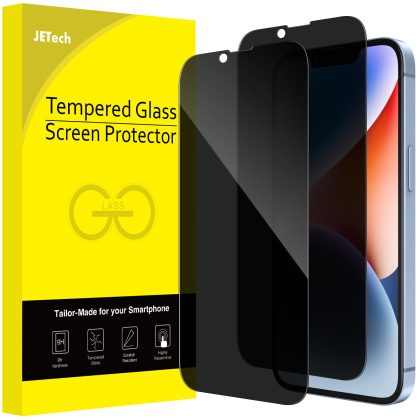 JETech Privacy Full Coverage Screen Protector for iPhone 14 Plus 6.7-Inch, Anti-Spy Tempered Glass Film, Edge to Edge Protection Case-Friendly, 2-Pack