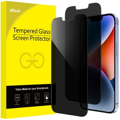 JETech Privacy Screen Protector for iPhone 16e 2025, iPhone 14 6.1-Inch, Anti Spy Tempered Glass Film, 2-Pack