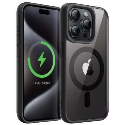 JETech Magnetic Case for iPhone 15 Pro Max 6.7-Inch Compatible with MagSafe, Shockproof Phone Bumper Cover, Solid Color Matte TPU Frame, Anti-Scratch Clear Back