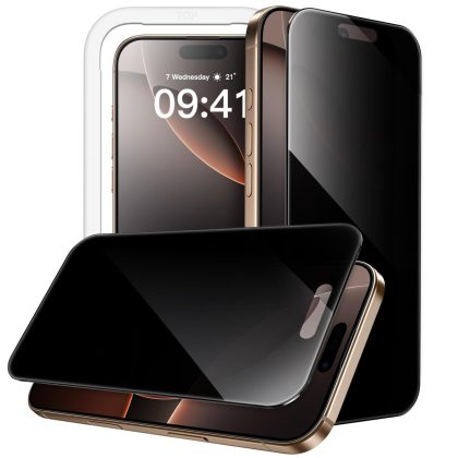 JETech 360 Degree Privacy Screen Protector for iPhone 16 Pro Max 6.9-Inch, 4-Way Anti-Spy Tempered Glass Film with Easy Installation Tool, 2-Pack