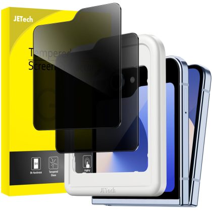 JETech Front Privacy Screen Protector for Galaxy Z Flip 7 FE 2025 / Z Flip 6 2024, Anti-Spy Tempered Glass Film with Easy Installation Tool, Case-Friendly, 2-Pack
