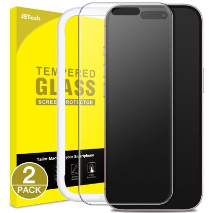 JETech Matte Screen Protector for iPhone 15 6.1-Inch, Anti-Glare 9H Tempered Glass Film, Anti-Fingerprint, Smooth Touch, Easy Installation, Case-Friendly, 2-Pack