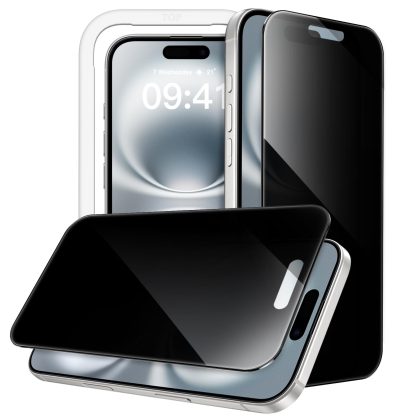 JETech 360 Degree Privacy Screen Protector for iPhone 16 6.1-Inch, 4-Way Anti-Spy Tempered Glass Film with Easy Installation Tool, 2-Pack