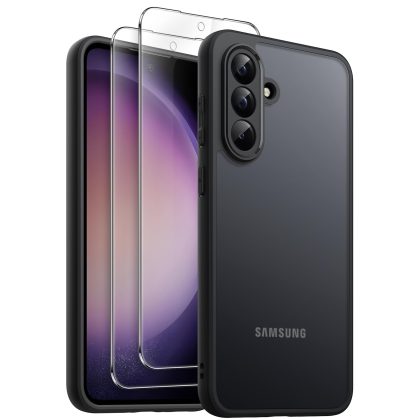 JETech 3 in 1 Matte Case for Samsung Galaxy A36 5G with 2-Pack Tempered Glass Screen Protector, Translucent Frosted Shockproof Phone Cover with Camera Protection