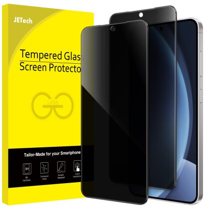 JETech Privacy Screen Protector for Samsung Galaxy S25 5G, Anti-Spy Tempered Glass Film, Fingerprint ID Compatible, 2-Pack