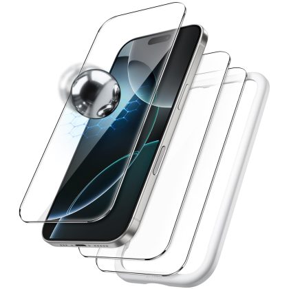 JETech Shatterproof Screen Protector for iPhone 16 Pro 6.3-Inch, 9H  Tempered Glass Military Grade Film with Easy Installation Tool, Case-Friendly, HD Clear, 3-Pack