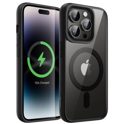 JETech Magnetic Case for iPhone 14 Pro 6.1-Inch Compatible with MagSafe, Shockproof Phone Bumper Cover, Solid Color Matte TPU Frame, Anti-Scratch Clear Back