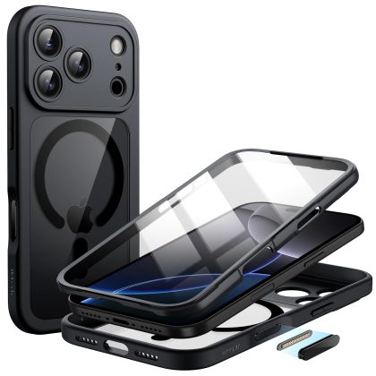 JETech Case for iPhone 17 Pro 6.3-Inch with Built-in Tempered Glass Screen Protector and Camera Control Button, Compatible with MagSafe, 360 Degree Full Body Cover