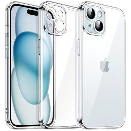 JETech Case for iPhone 15 6.1-Inch, Non-Yellowing Shockproof Phone Bumper Cover, Camera Lens Full Protection, Anti-Scratch Clear Back