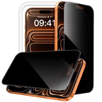 JETech 360 Degree Privacy Screen Protector for iPhone 17 Pro Max 6.9-Inch, 4-Way Anti-Spy Tempered Glass Film with Easy Installation Tool, 2-Pack