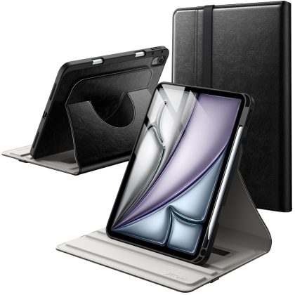 JETech Rotating Case for iPad Air 11-Inch M3/M2 (2025/2024), iPad Air 5/4 (2022/2020 5th/4th 10.9-Inch) with Pencil Holder, 360 Degree Rotation PU Leather Folio Protective Cover