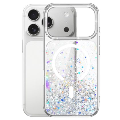 JETech Glitter Case for iPhone 17 Pro Max 6.9-Inch Compatible with MagSafe, Clear Cute Bling Sparkle for Women and Girls, Shiny Shockproof Magnetic Sparkly Phone Cover