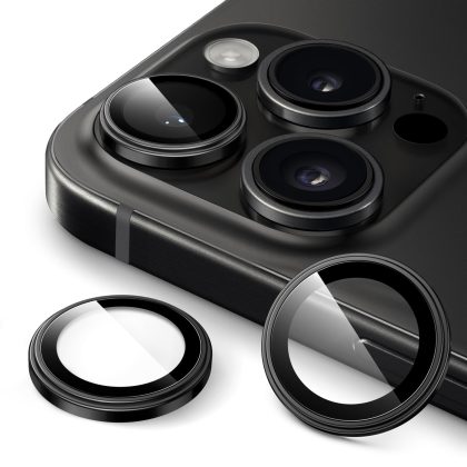 JETech Camera Lens Protector for iPhone 16 Pro 6.3-Inch and iPhone 16 Pro Max 6.9-Inch, 1:1 Invisible Fit, 9H Tempered Glass Metal Individual Ring Cover, HD Clear, 1 Set