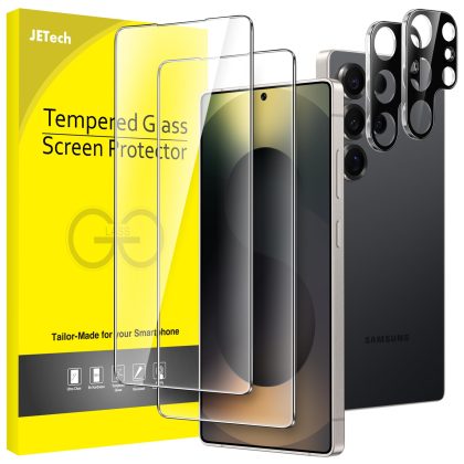 JETech Screen Protector for Samsung Galaxy S25 Ultra 5G with Camera Lens Protector, Tempered Glass Film, Fingerprint ID Compatible, HD Clear, 2-Pack Each