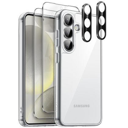 JETech 5 in 1 Case for Samsung Galaxy S25 5G with 2-Pack Each Tempered Glass Screen Protector and Camera Lens Protector, Non-Yellowing Shockproof Bumper Phone Cover