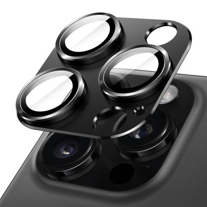 JETech Camera Lens Protector for iPhone 16 Pro 6.3-Inch and iPhone 16 Pro Max 6.9-Inch, Full Coverage 9H Tempered Glass Ring Cover, Matte Metal Plate, Case Friendly, 1-Pack
