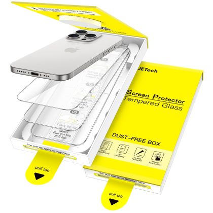 JETech Screen Protector for iPhone 15 Pro 6.1-Inch, One-Step Easy Installation with Auto-Alignment Bubble Free Box, 9H Tempered Glass Film, HD-Clear, 3-Pack