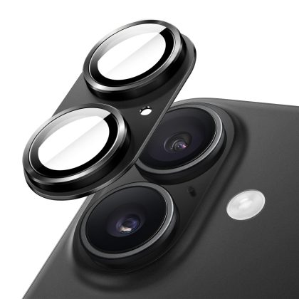JETech Camera Lens Protector for iPhone 16 6.1-Inch and iPhone 16 Plus 6.7-Inch, Full Coverage 9H Tempered Glass Ring Cover, Matte Metal Plate, Case Friendly, 1-Pack