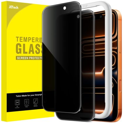 JETech Privacy Screen Protector for iPhone 17 Pro Max 6.9-Inch, Anti-Spy Tempered Glass Film with Easy Installation Tool, 2-Pack
