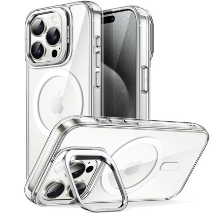 JETech Kickstand Case for iPhone 15 Pro Max 6.7-Inch Compatible with MagSafe Wireless Charging, Built-in Camera Ring Stand, Shockproof Phone Bumper Cover, Anti-Scratch Back