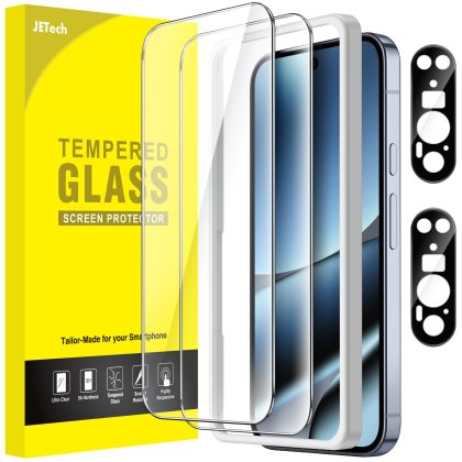 JETech Screen Protector for Google Pixel 10 Pro XL with Camera Lens Protector, Easy Installation Tool, Fingerprint Unlocking Compatible, Tempered Glass Film, HD Clear, 2-Pack Each