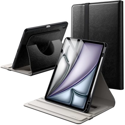 JETech Rotating Case for iPad Air 13-Inch M3/M2 (2025/2024) with Pencil Holder, 360 Degree Rotation PU Leather Folio Protective Cover