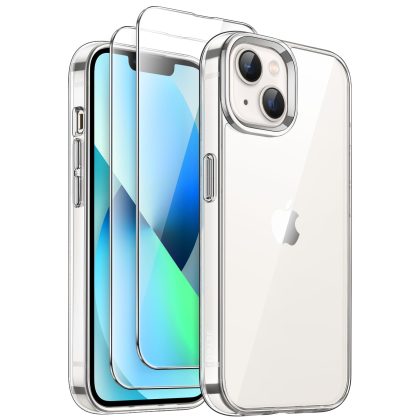 JETech 3 in 1 Case for iPhone 13 mini 5.4-Inch with 2 Pack Tempered Glass Screen Protectors, Non-Yellowing Shockproof Bumper Phone Cover