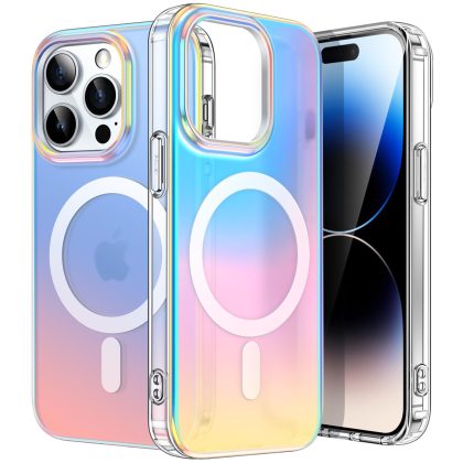 JETech Iridescent Case for iPhone 14 Pro Max 6.7-Inch Compatible with MagSafe, Cute Unique and Aesthetic Design, Colorful Fluorescent Translucent Back Shockproof Phone Cover
