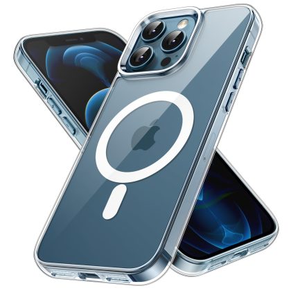 JETech Magnetic Case for iPhone 12 Pro Max 6.7-Inch Compatible with MagSafe Wireless Charging, Shockproof Phone Bumper Cover, Anti-Scratch Clear Back