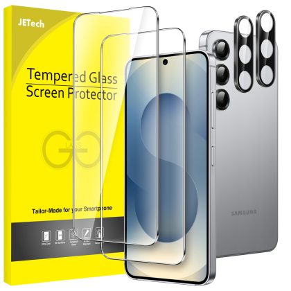 JETech Screen Protector for Samsung Galaxy S25 5G with Camera Lens Protector, Tempered Glass Film, Fingerprint ID Compatible, HD Clear, 2-Pack Each