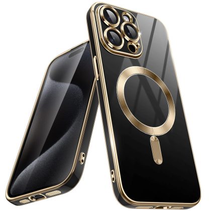 JETech Electroplated Case for iPhone 15 Pro Max 6.7-Inch, Compatible with MagSafe, Camera Lens Full Protection, Shockproof Soft TPU Phone Cover, Solid Color Back