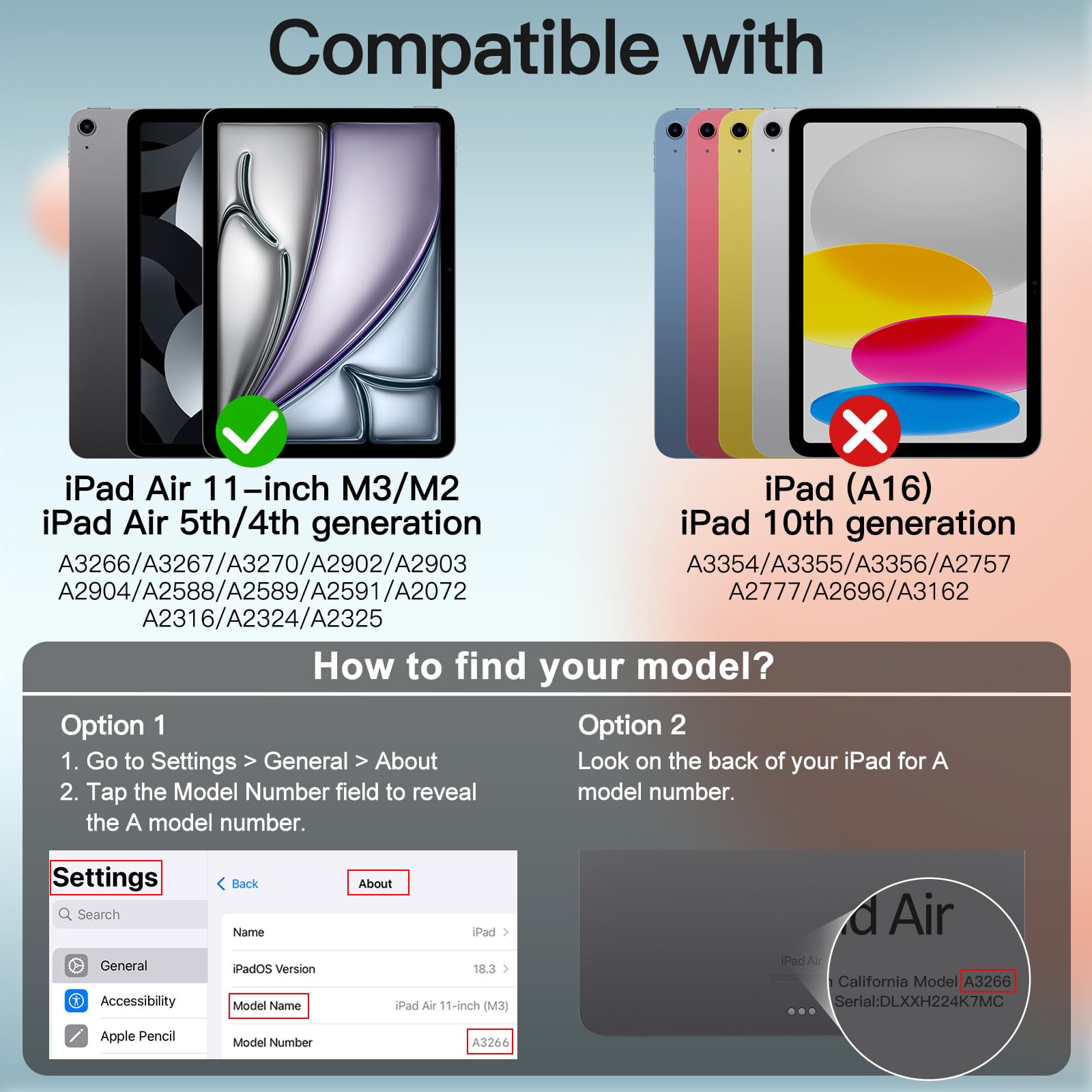 JETech Case for iPad Air 11-Inch M3/M2 (2025/2024), iPad Air 5/4 (2022/2020 5th/4th Generation 10.9-Inch) with Pencil Holder, Slim Tablet Cover with Soft TPU Back, Auto Wake/Sleep - Image 2