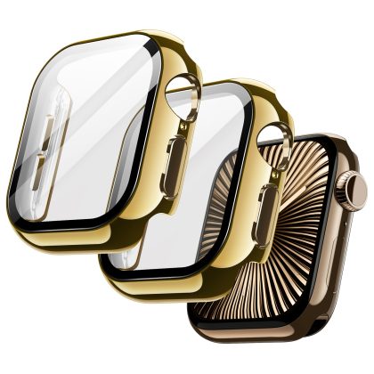 JETech Plated Case with Screen Protector for Apple Watch Series 11/10 42mm, Metallic Luster Design, Overall Protective Cover, Built-in Tempered Glass Film High Sensitivity, 2 Pack