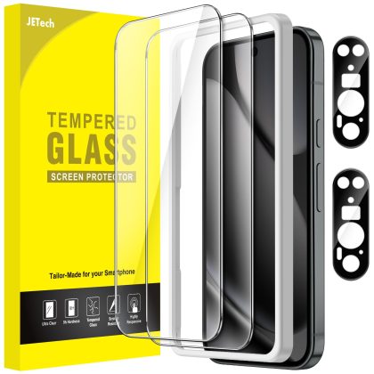 JETech Screen Protector for Google Pixel 10 Pro with Camera Lens Protector, Easy Installation Tool, Fingerprint Unlocking Compatible, Tempered Glass Film, HD Clear, 2-Pack Each
