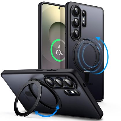 JETech 360 Degree Rotatable Ring Case for Samsung Galaxy S26 Ultra, Compatible with MagSafe, Matte Shockproof Phone Cover with Stand & Ring Holder