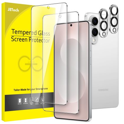 JETech Screen Protector for Samsung Galaxy S25 Edge with Camera Lens Protector, Tempered Glass Film, Fingerprint ID Compatible, HD Clear, 2-Pack Each