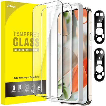 JETech Screen Protector for Google Pixel 9 Pro XL with Camera Lens Protector, Easy Installation Tool, Fingerprint Compatible, Tempered Glass Film, HD Clear, 2-Pack Each