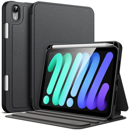 JETech Case for iPad Mini (A17 Pro, 2024 Model, 7th) / Mini 6 (2021 Model, 6th) with Pencil Holder, Slim Folio Stand Protective Tablet Cover, Multi-Angle Viewing
