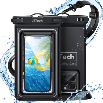 JETech Floating Waterproof Phone Pouch, 2 Pack Water Proof Case for iPhone 17 16e 16 15 14 13 Air Pro Max Plus, Galaxy S25 S24 Ultra, Pixel 10 Series and Others up to 7 Inch, IPX8 Dry Bag